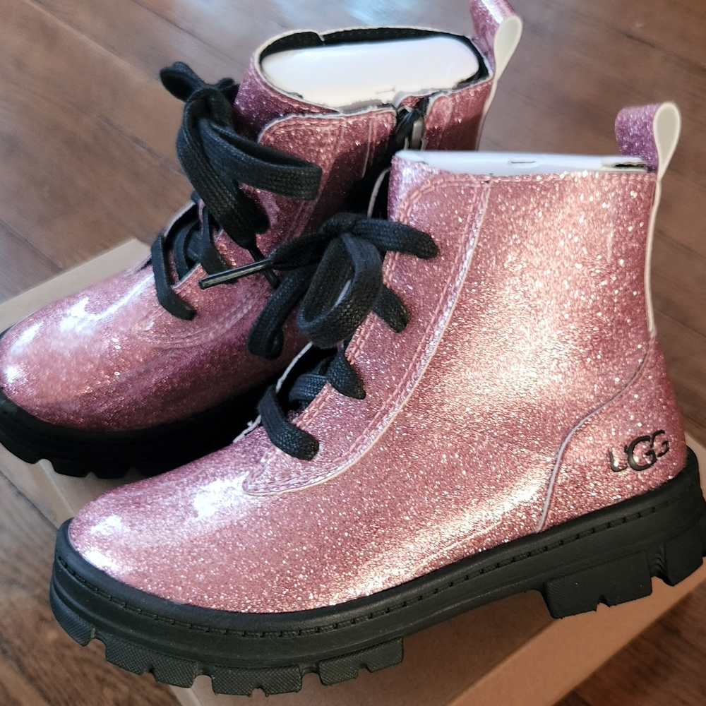 UGG Ashton Glitter Lace-Up Boots - Pink